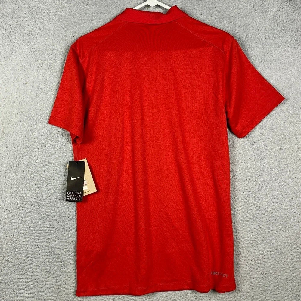 NEW Fairfield Stags Nike Victory Polo Shirt Mens Small Red Dri-Fit Striped Rugby